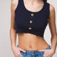 Top corto in maglia a costine con bottoni