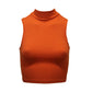 Top donna a collo alto in cotone elasticizzato