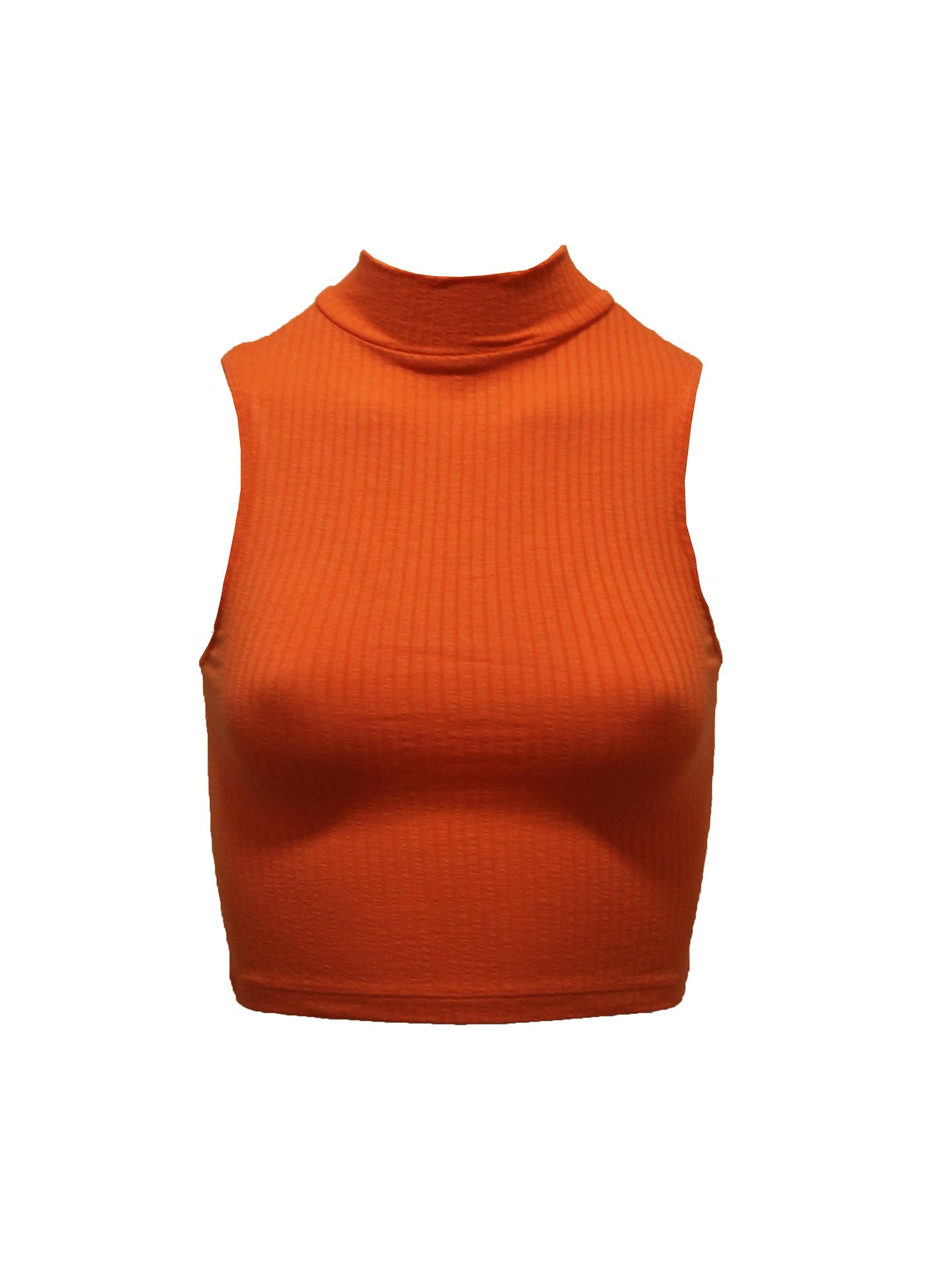 Top donna a collo alto in cotone elasticizzato