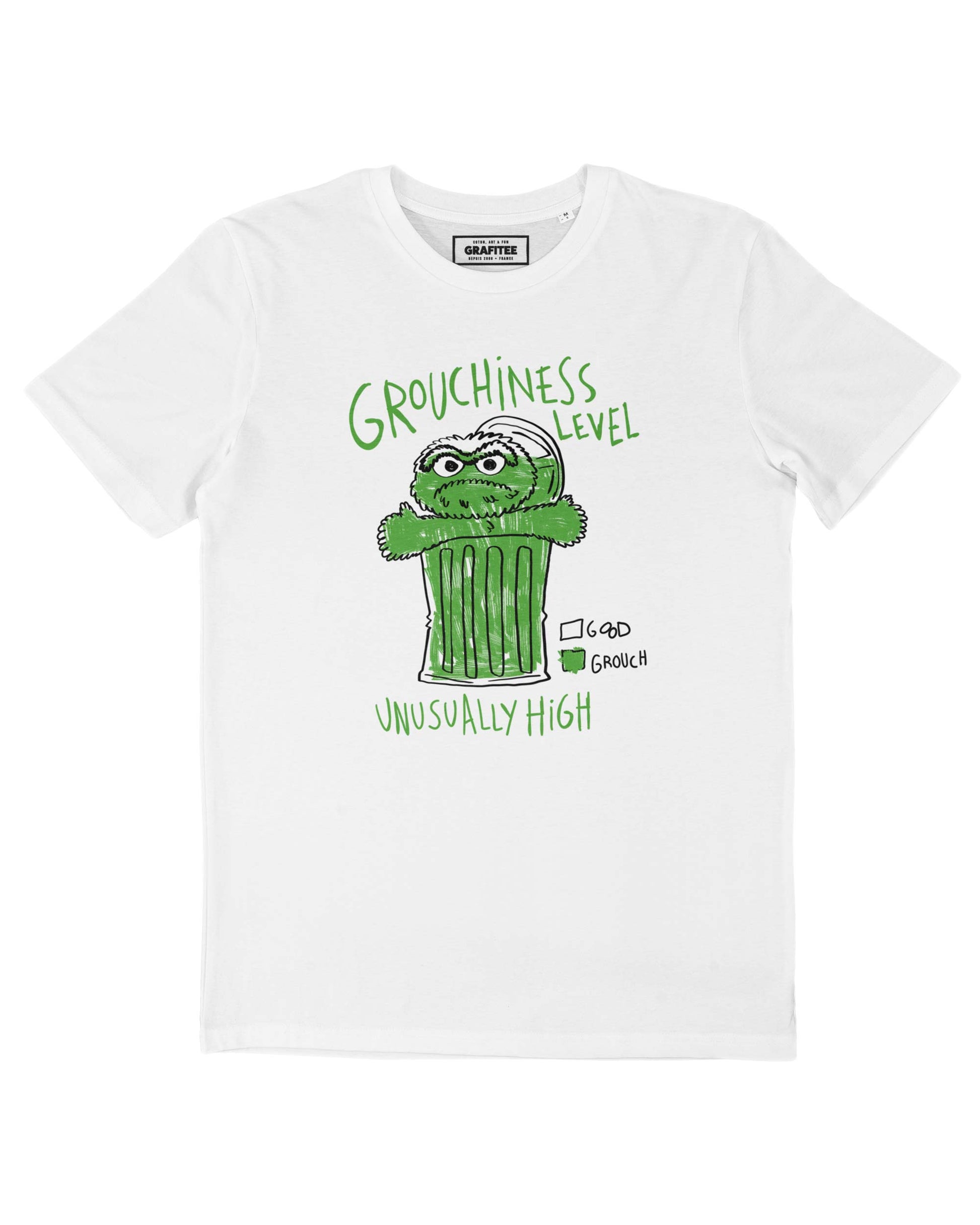 T-shirt unisex in cotone biologico con stampa “Grouchiness Level”