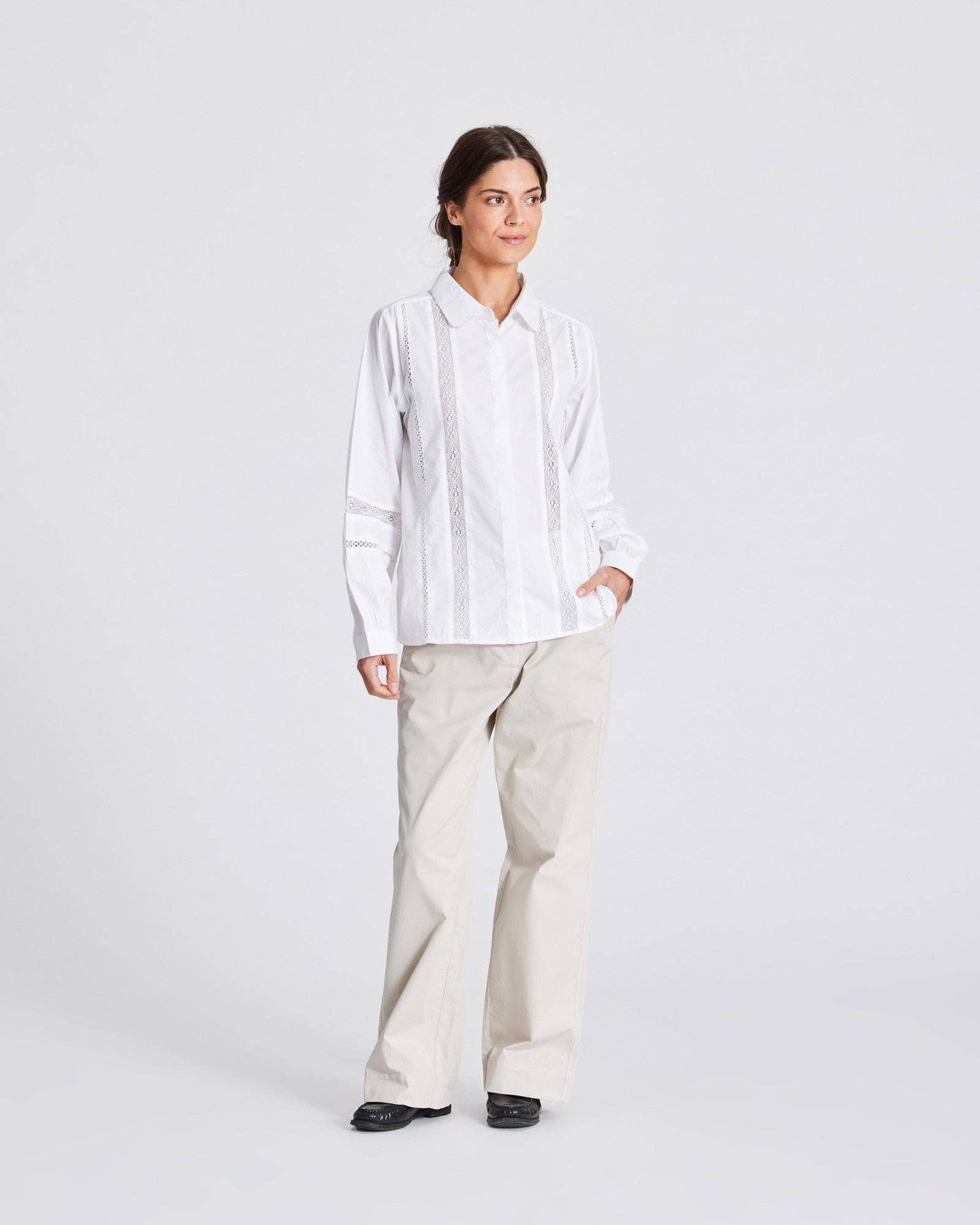 Camicia Hanne in popeline di cotone bianco