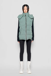Gilet imbottito tweed con cappuccio rimovibile