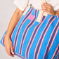 Borsa shopper in cotone biologico a righe blu