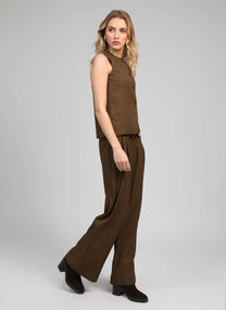 Pantaloni a vita alta ampi color militare