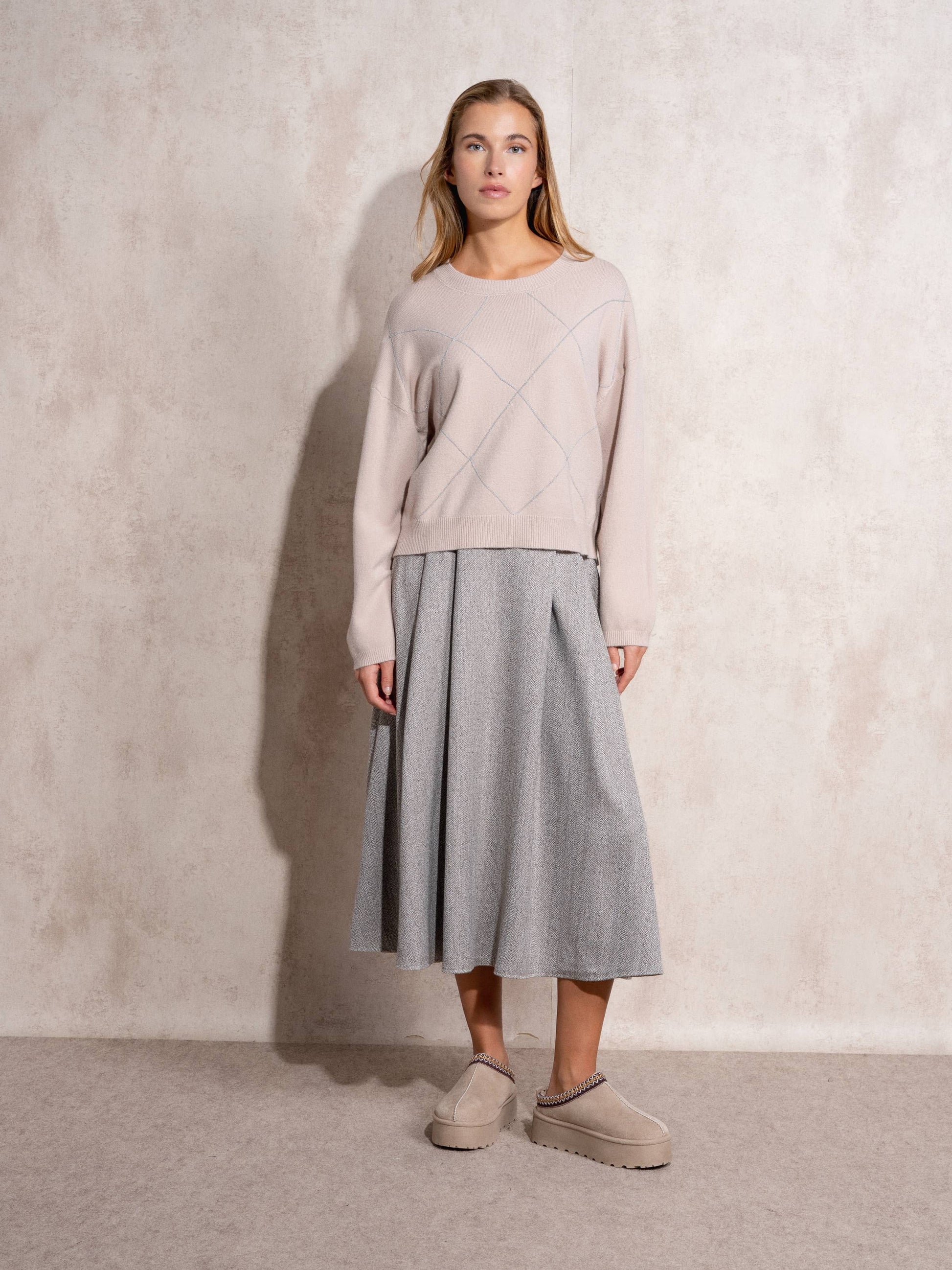 Maglione in maglia con motivo a rombi