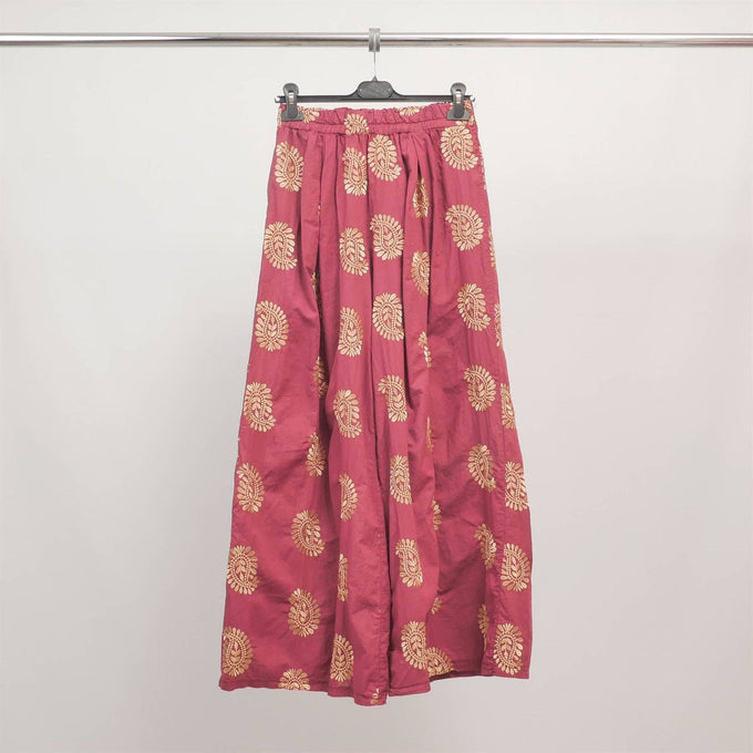 Pantaloni palazzo con ricami floreali