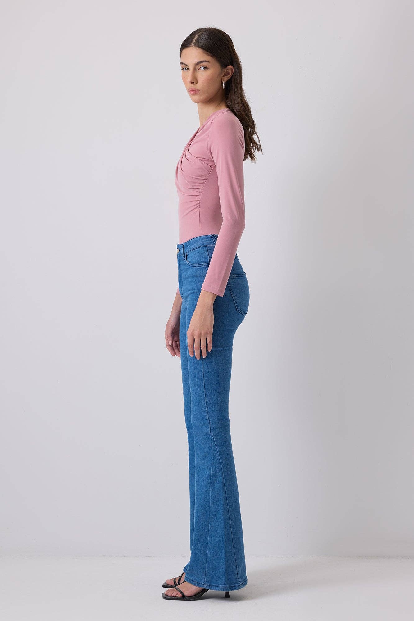 Body drappeggiato elasticizzato rosa