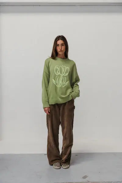 Maglione in cotone biologico con stampa tulipano