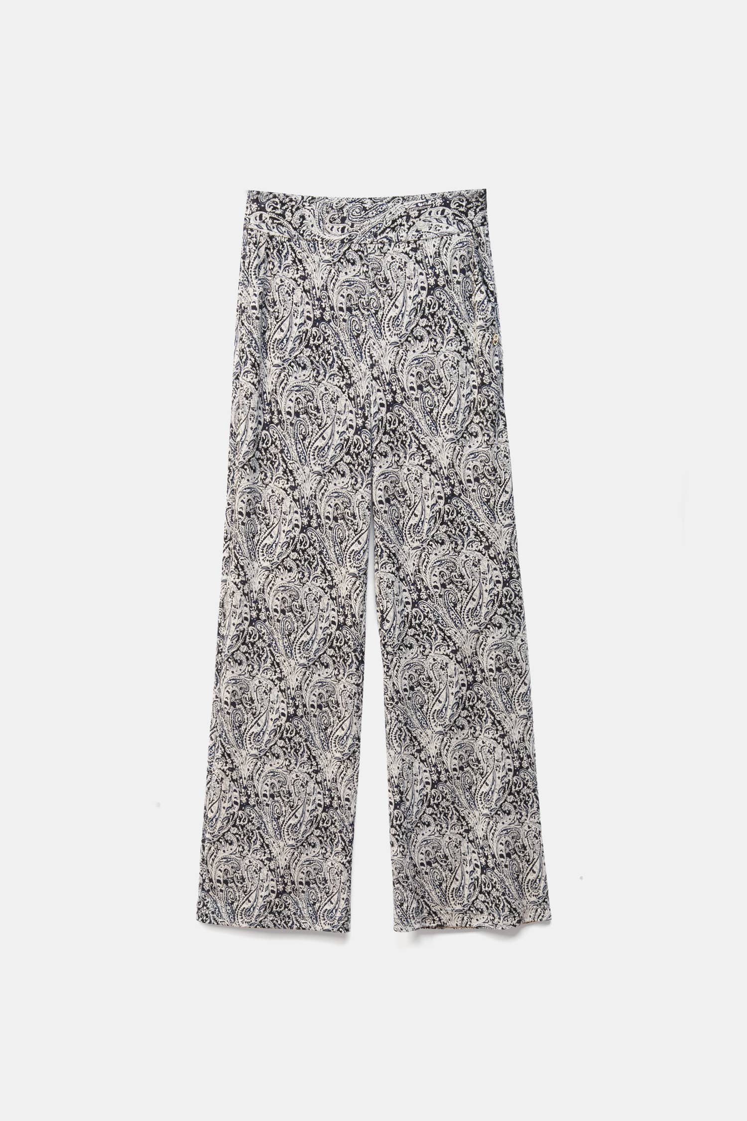 Pantaloni a sigaretta stampati con vita media