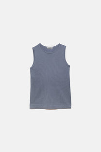 Top in maglia rasata con girocollo