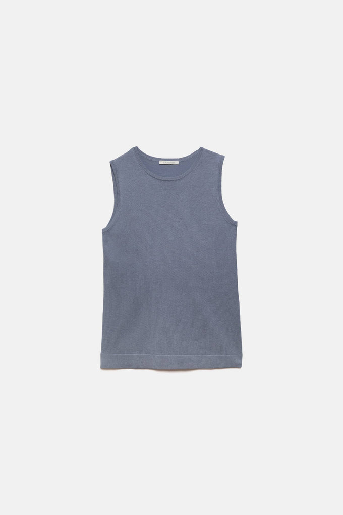 Top in maglia rasata con girocollo