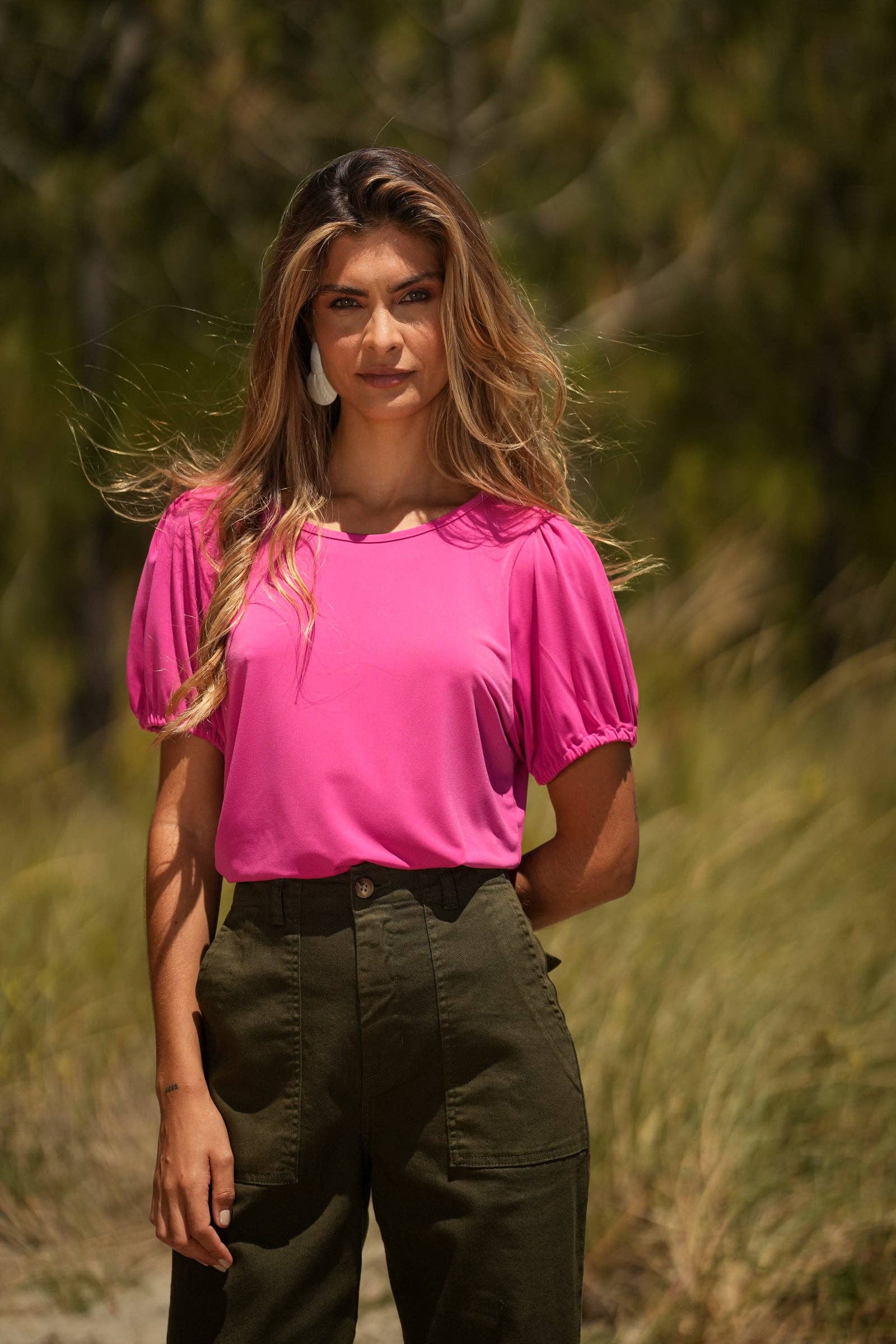 T-shirt in cotone con maniche elasticizzate