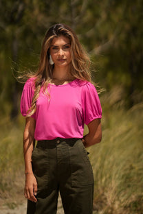 T-shirt in cotone con maniche elasticizzate