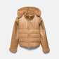 Giacca in ecopelle con cappuccio e zip
