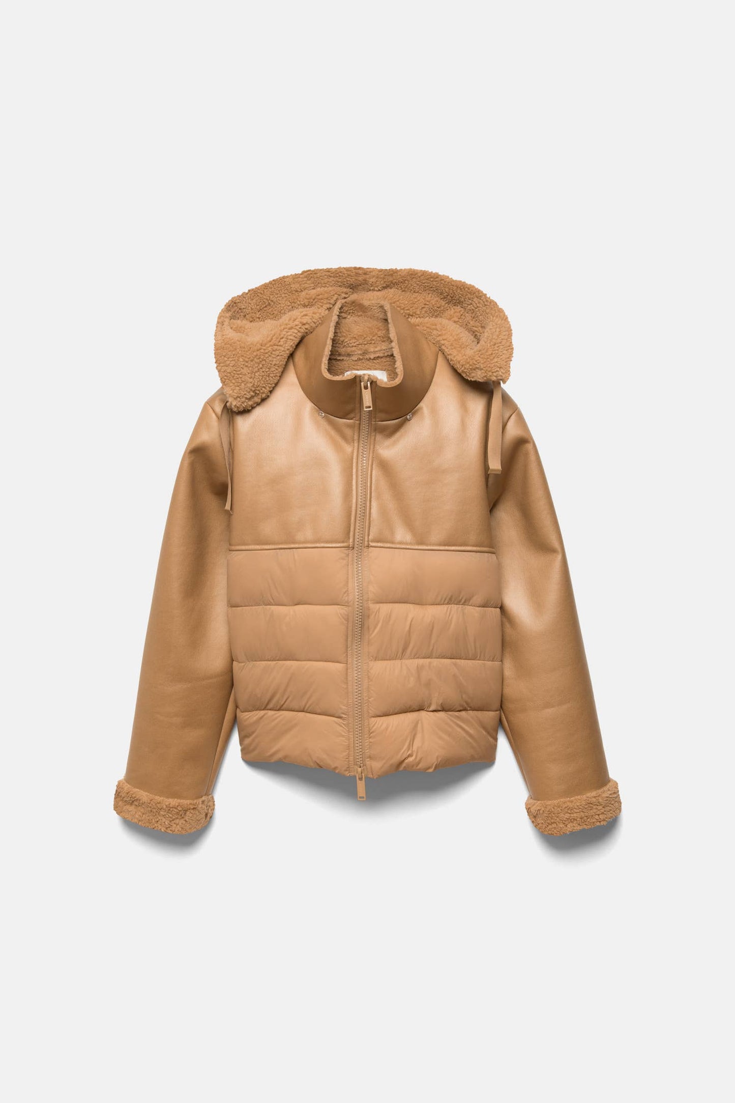 Giacca in ecopelle con cappuccio e zip