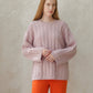 Maxi maglia girocollo a trecce in misto cashmere