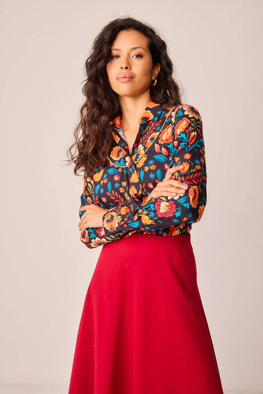 Camicia messicana Bellota floreale multicolor