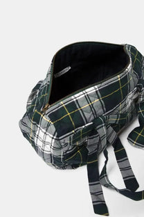 Borsa trapuntata tartan con zip