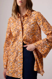Camicia in cotone floreale vintage con bottoni