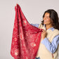 Foulard piccolo in cotone biologico con stampa grafica rosso