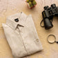 Camicia in lino riciclato beige da uomo