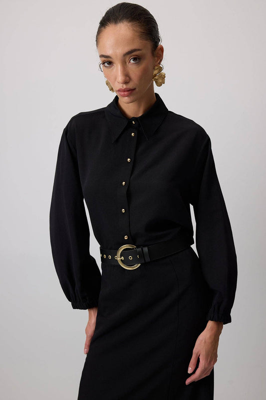 Set camicia e gonna lunga con cintura testurizzata