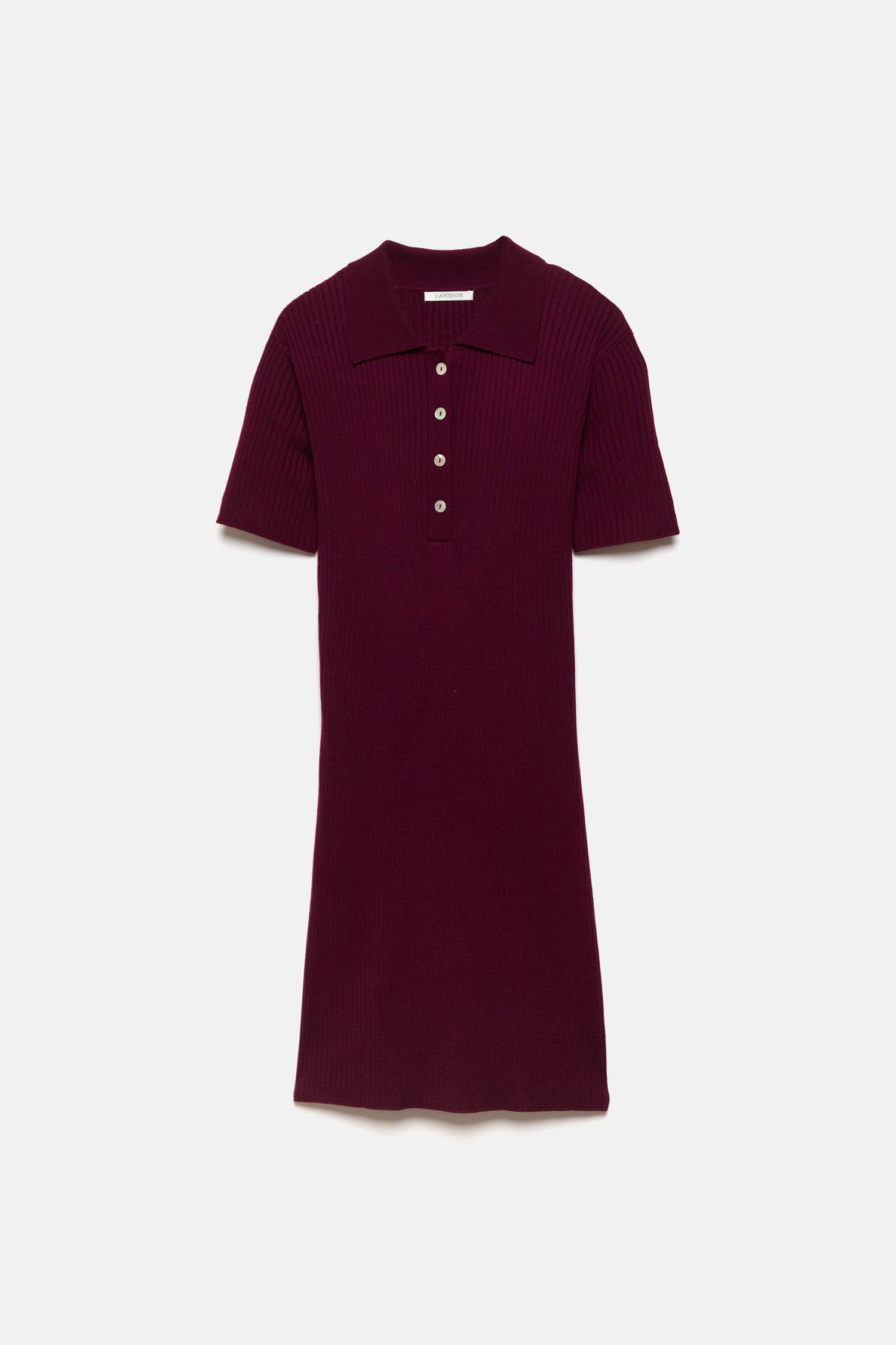 Abito in maglia a coste con colletto polo