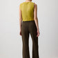 Gilet blazer in pelle vegana verde oliva