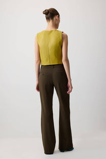 Gilet blazer in pelle vegana verde oliva