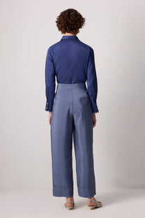 Pantaloni a gamba larga effetto cupro con orlo risvoltato