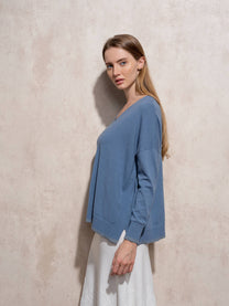 Maglione a maglia con scollo a V in viscosa con lurex