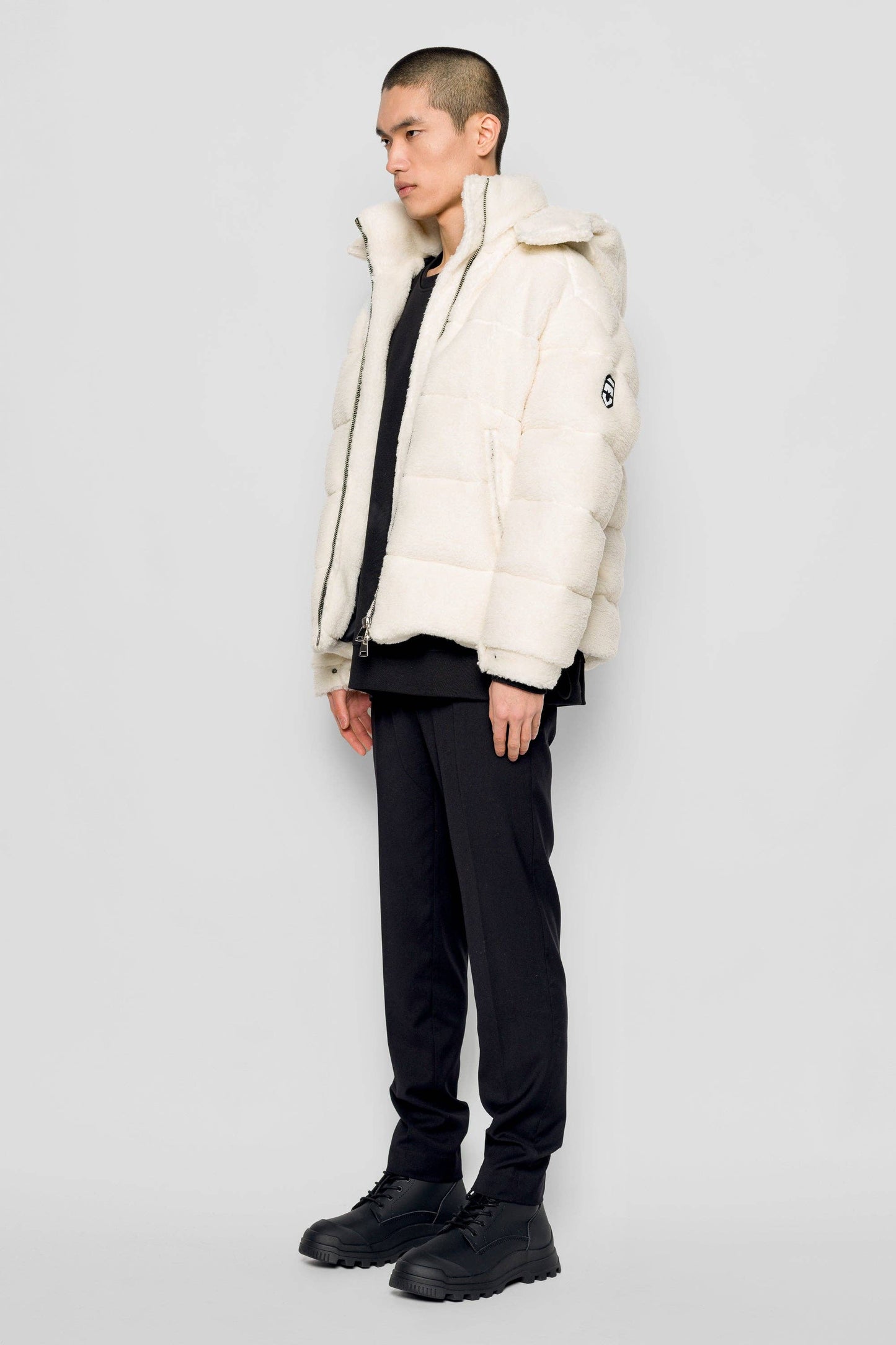 Piumino Eco Shearling con Cappuccio Rimovibile