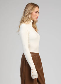 Maglione dolcevita a coste bianco sporco Natania