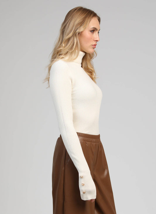 Maglione dolcevita a coste bianco sporco Natania