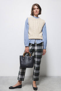 Pantaloni slim a quadri in cotone