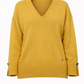 Pullover donna in maglia con scollo a V e polsini con bottoni
