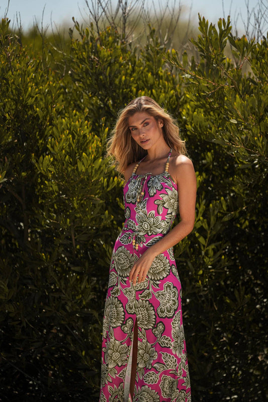 Top con perline e stampa floreale