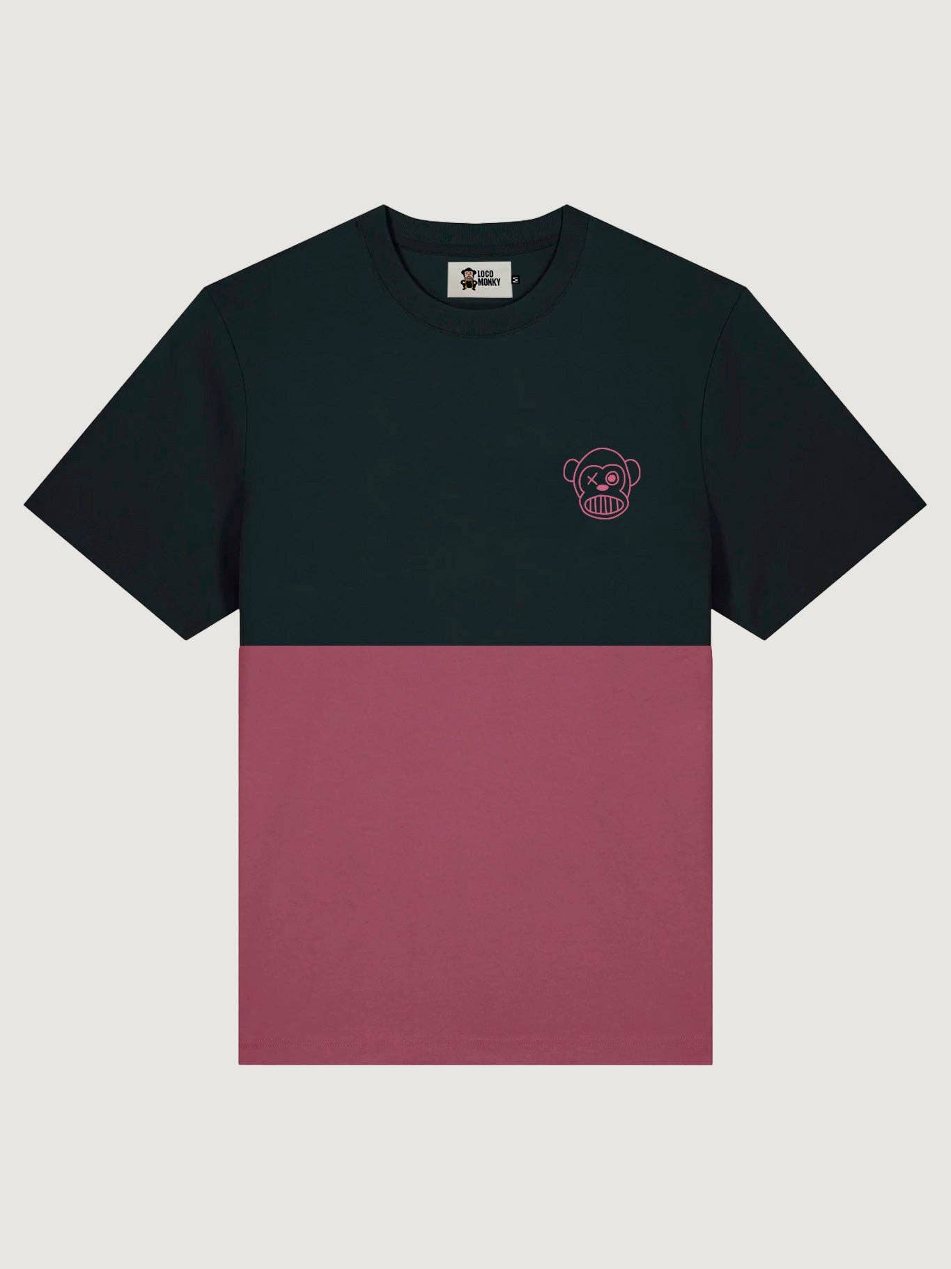 T-shirt unisex bicolor uva e nero con logo ricamato