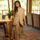 Gilet sartoriale in misto cotone beige