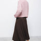 Gonna midi a maglia a coste con elastico in vita