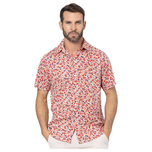 Camicia estiva uomo a maniche corte in voile di cotone