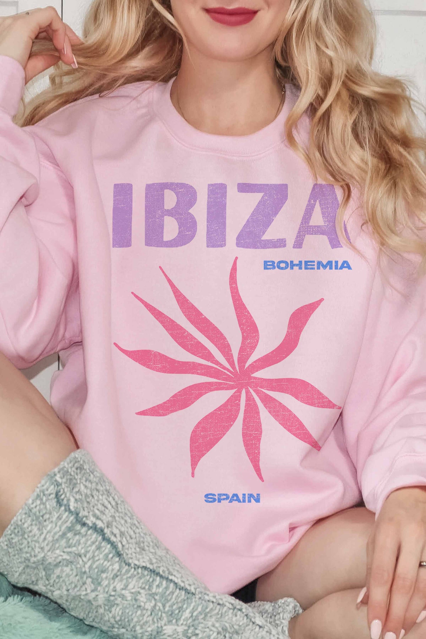 Felpa oversize con stampa Ibiza