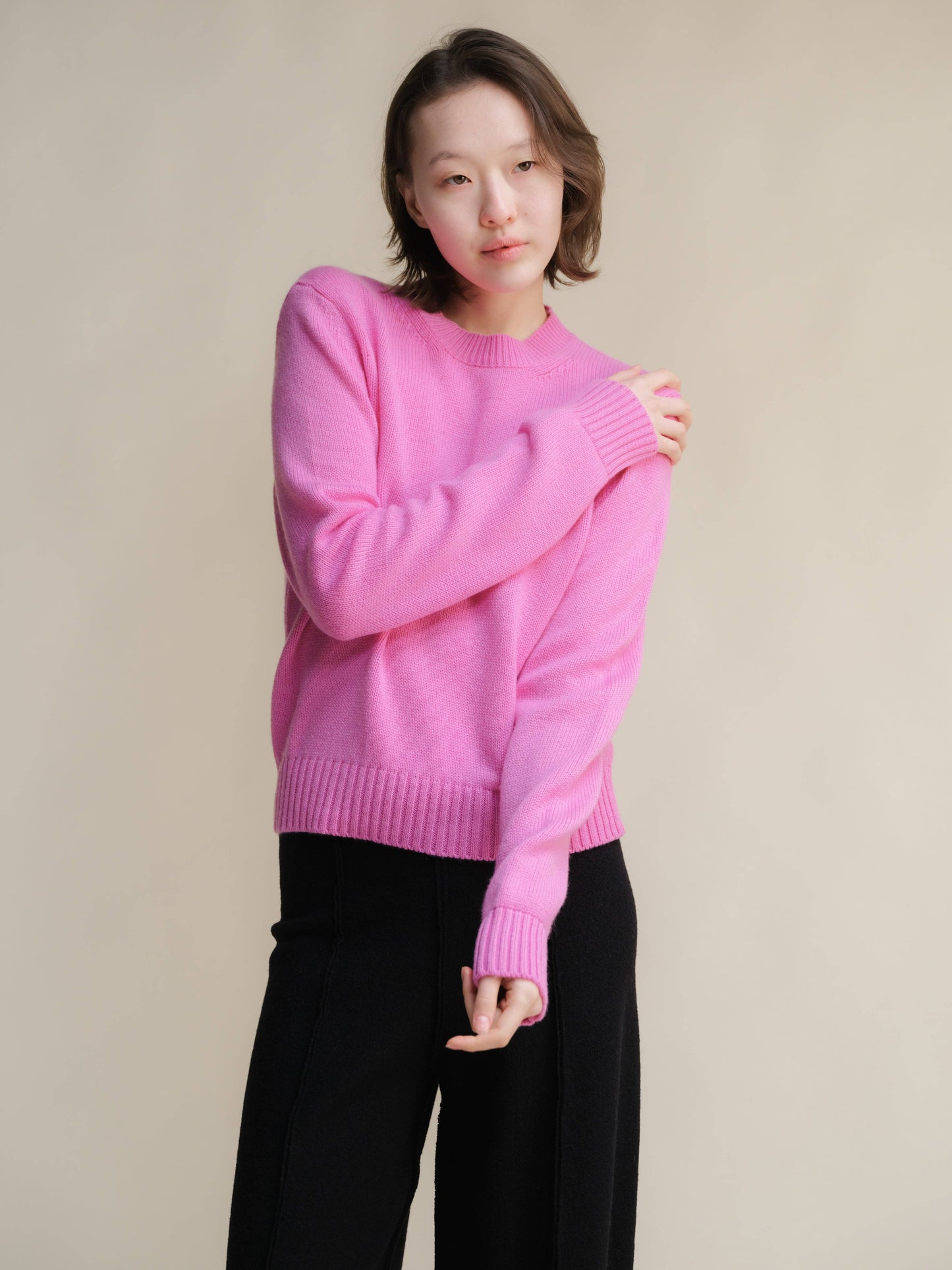 Maglione girocollo in puro cashmere