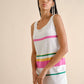 Abito midi in maglia a righe multicolor