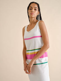 Abito midi in maglia a righe multicolor