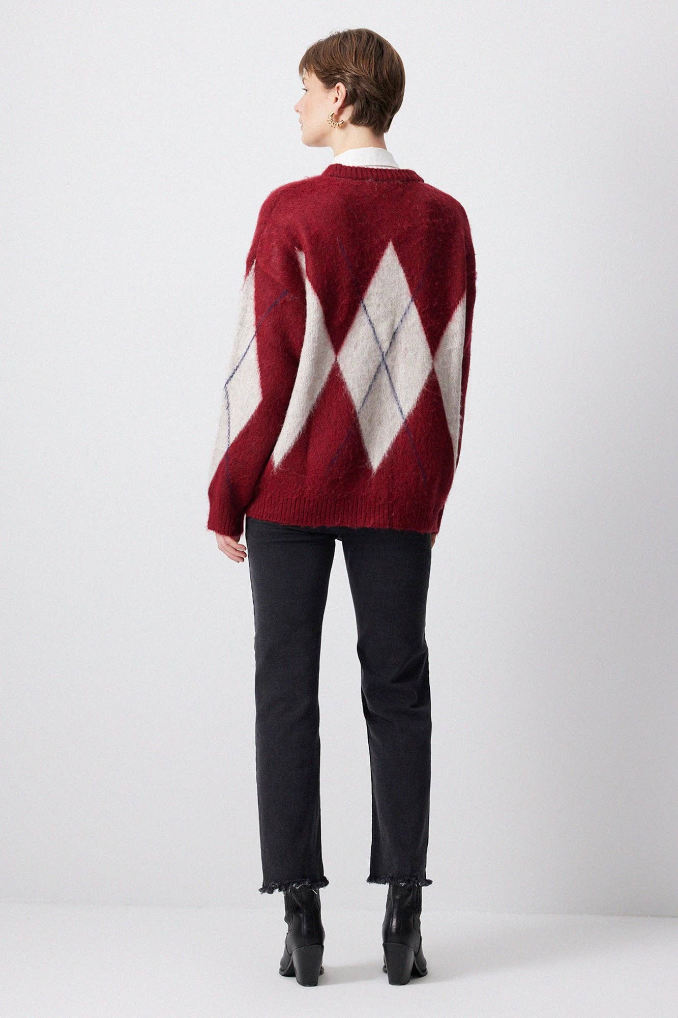 Maglione in maglia a rombi