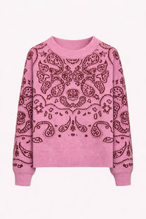 Maglione oversize jacquard bandana rosa caramella