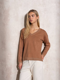 Maglione in maglia lurex con scollo a V