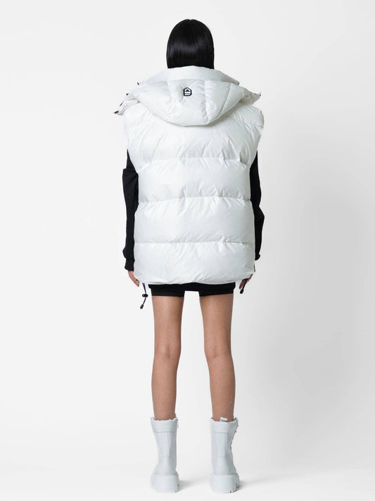 Gilet imbottito oversize con cappuccio staccabile