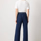 Pantaloni denim wide leg con vita elasticizzata